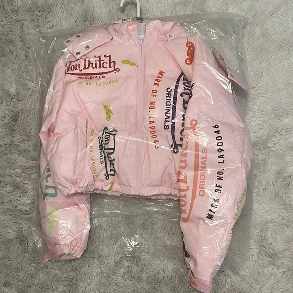Von Dutch Jackets & Blazers - Von Dutch Pink Puffer Coat SOLD OUT ONLINE